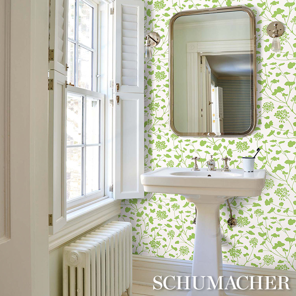 Purchase 5010542 | Pennick, Leaf On Ivory - Schumacher Wallpaper