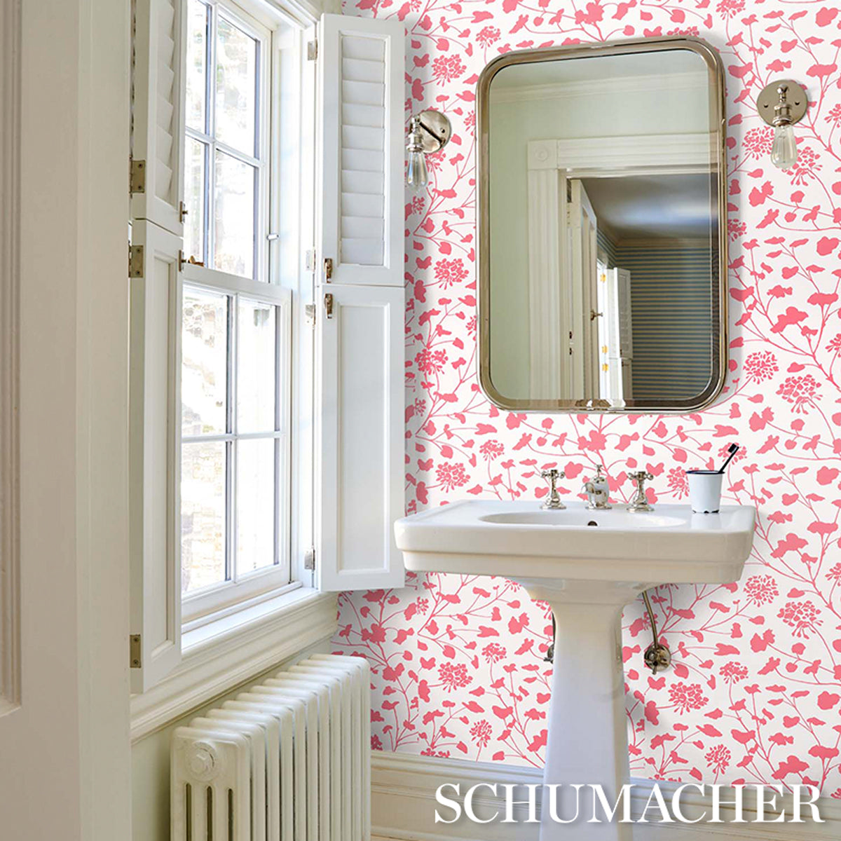 Purchase 5010543 | Pennick, Coral On Ivory - Schumacher Wallpaper