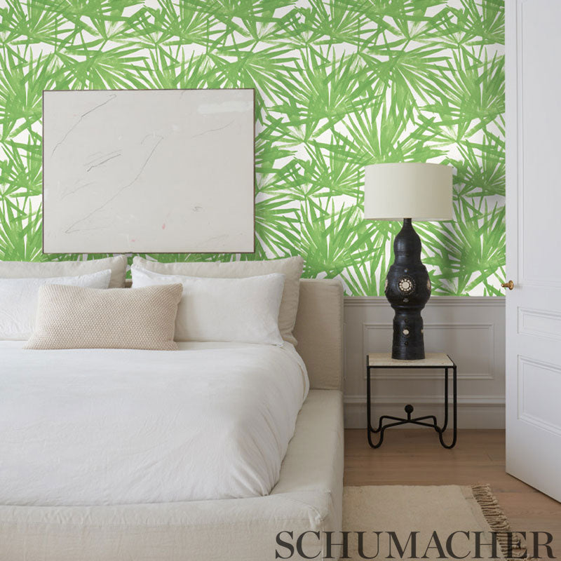 Shop 5010560 Sunlit Palm Green Schumacher Wallpaper
