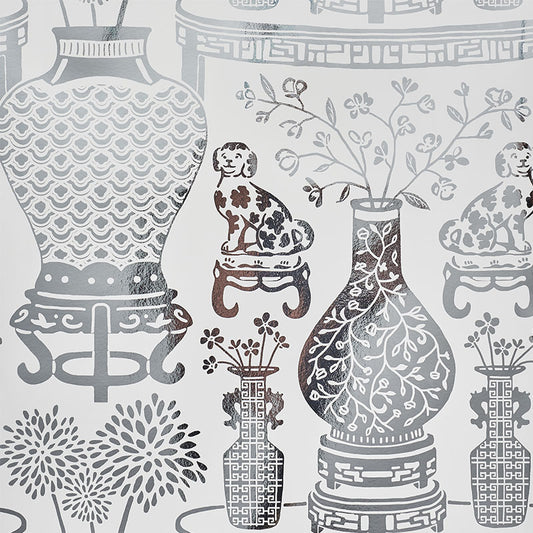 Acquire 5010610 Hellene Mylar Silver Schumacher Wallpaper
