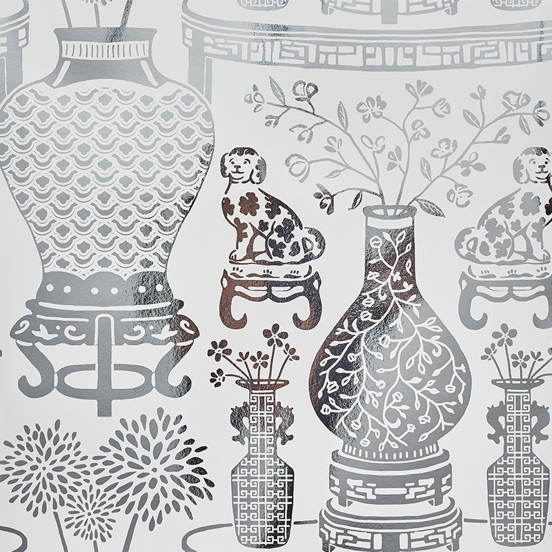 Acquire 5010610 Hellene Mylar Silver Schumacher Wallpaper