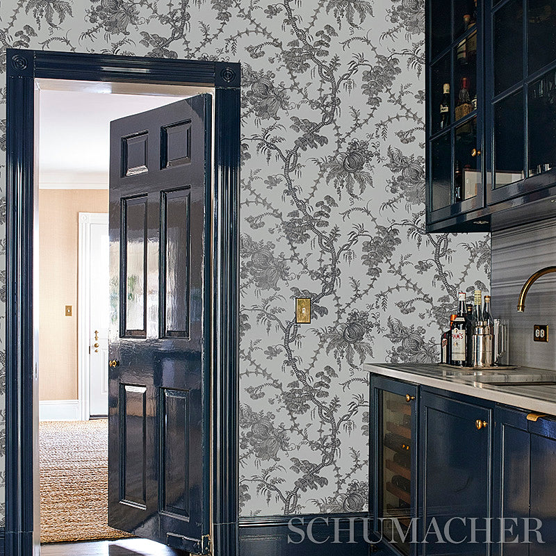 View 5010622 San Cristobal Toile Black Schumacher Wallpaper