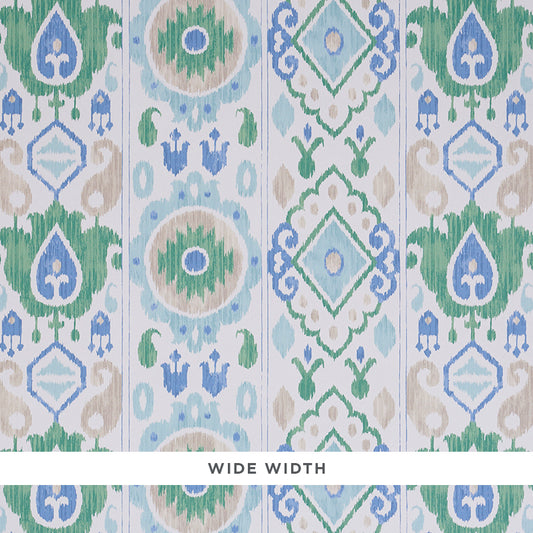 Shop 5010710 Elizia Ikat Green & Blue Schumacher Wallpaper