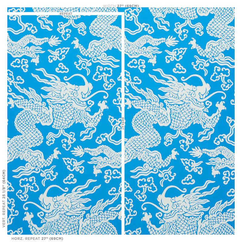 Search 5010881 Ruan Dragon Damask Blue Schumacher Wallpaper