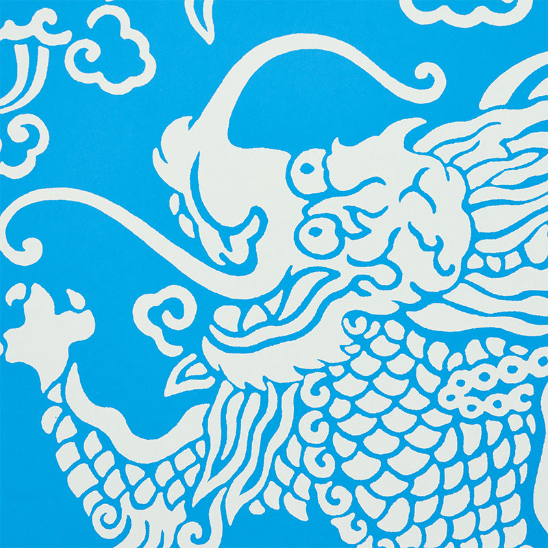 Shop 5010881 Ruan Dragon Damask Blue Schumacher Wallpaper