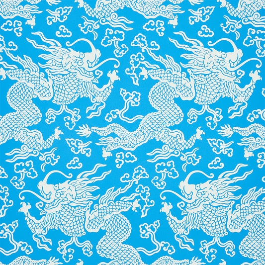 Acquire 5010881 Ruan Dragon Damask Blue Schumacher Wallpaper