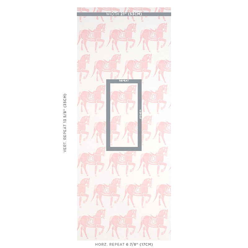 Order 5011132 Marwari Horse Pink Schumacher Wallpaper
