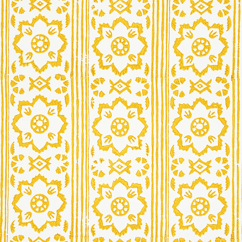 Select 5011222 Sunda Hand Blocked Print Yellow Schumacher Wallpaper