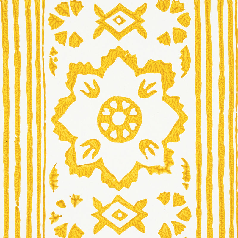 Buy 5011222 Sunda Hand Blocked Print Yellow Schumacher Wallpaper