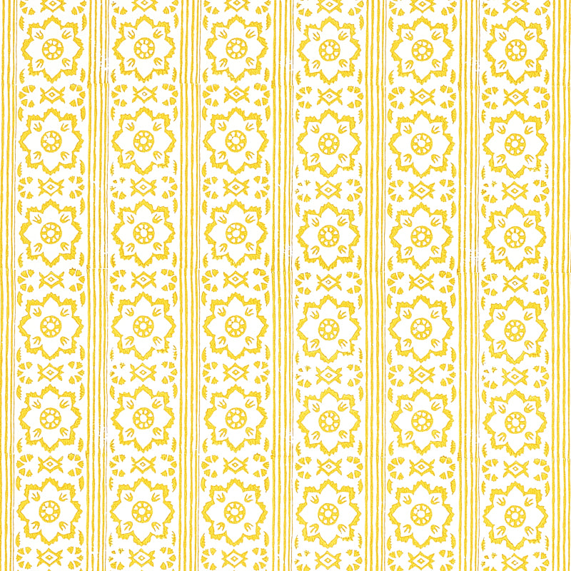 Search 5011222 Sunda Hand Blocked Print Yellow Schumacher Wallpaper
