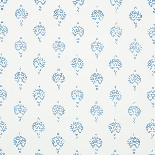 Purchase 5011230 Dahlia Hand Blocked Print Blue Schumacher Wallpaper