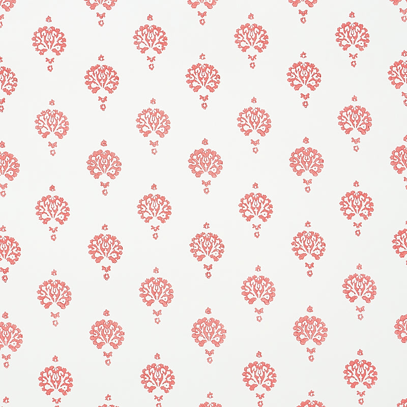 Order 5011232 Dahlia Hand Blocked Print Red Schumacher Wallpaper