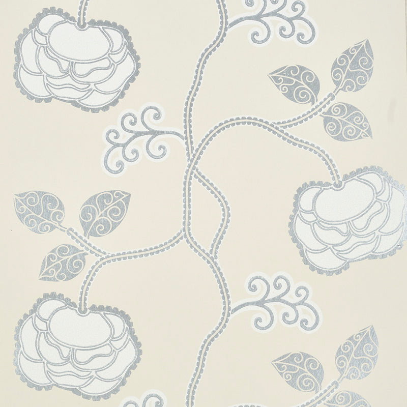 View 5011410 Queen Fruit Silver White Schumacher Wallpaper