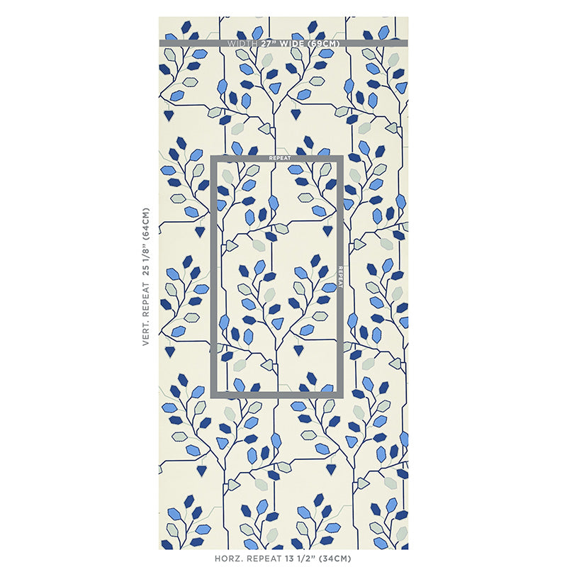 Find 5011420 Tumble Weed Delft Blue Schumacher Wallpaper