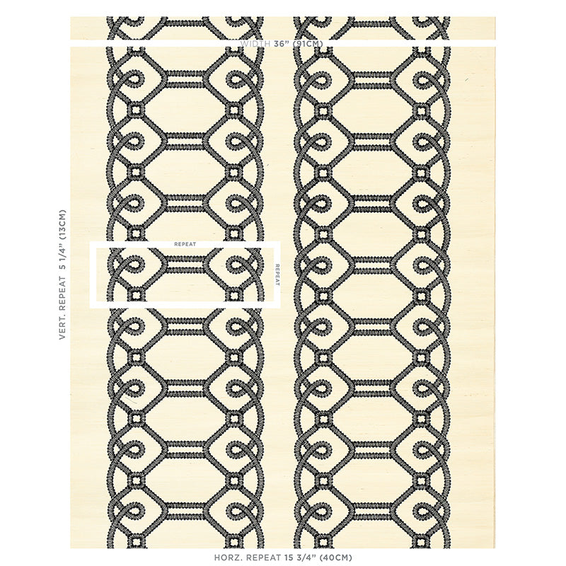 Buy 5011470 Ziz Embroidered Sisal Black Schumacher Wallpaper