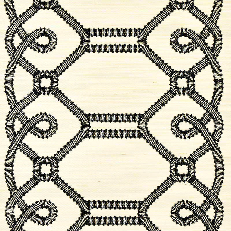 Purchase 5011470 Ziz Embroidered Sisal Black Schumacher Wallpaper