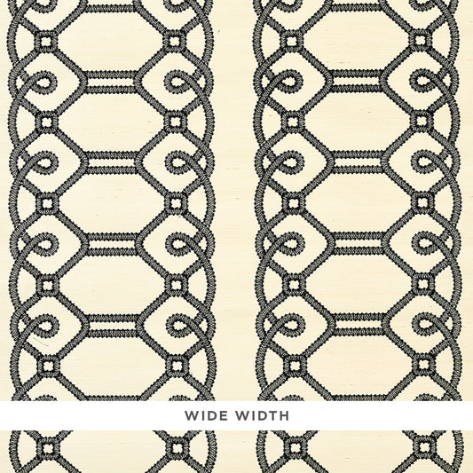 Select 5011470 Ziz Embroidered Sisal Black Schumacher Wallpaper