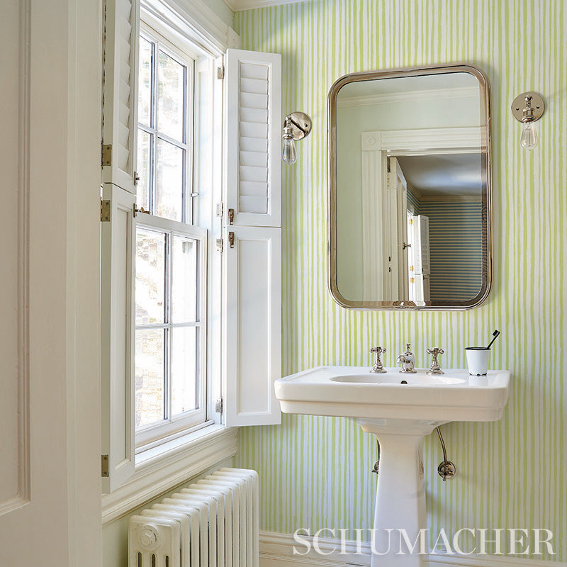 Select 5011542 Sketched Stripe Green Schumacher Wallpaper