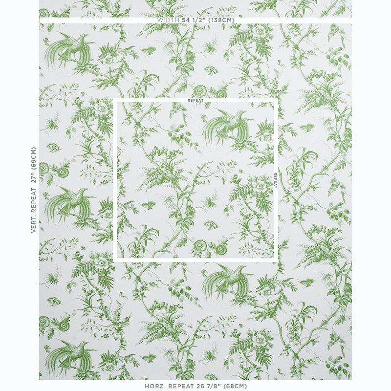 Acquire 5011710 Toile De La Prairie Green Schumacher Wallpaper