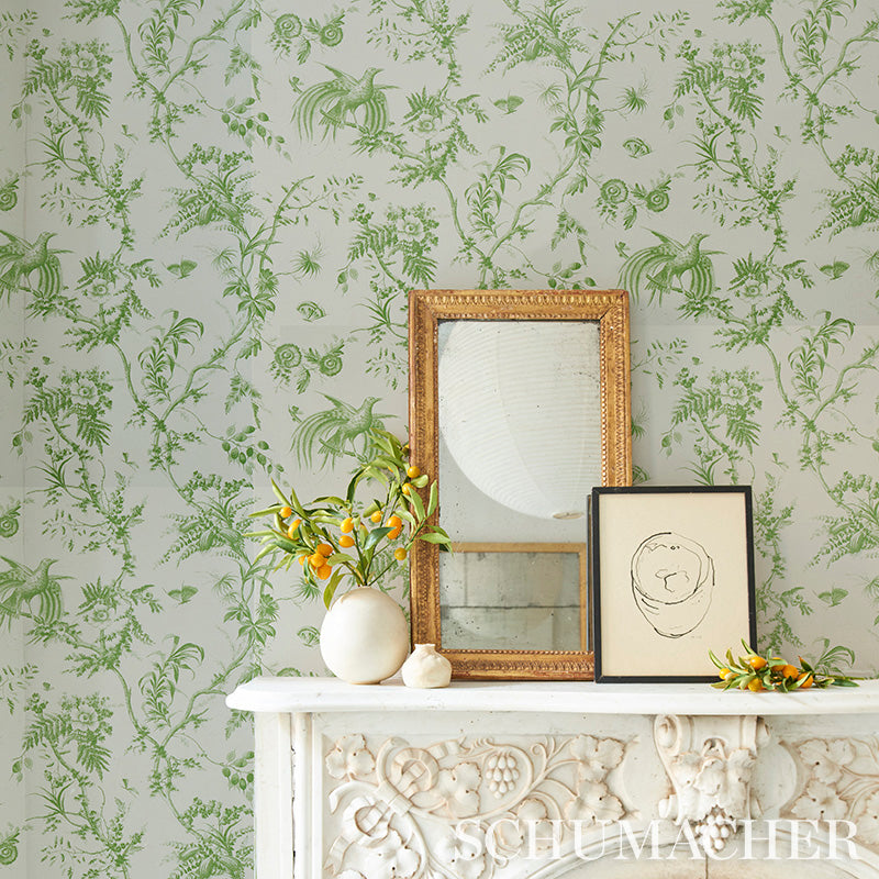 Buy 5011710 Toile De La Prairie Green Schumacher Wallpaper