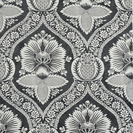 Purchase 5011752 Villandry Damask Print Black Schumacher Wallpaper