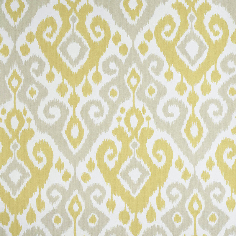 Search 5011761 Dedra Damask Yellow and Stone Schumacher Wallpaper