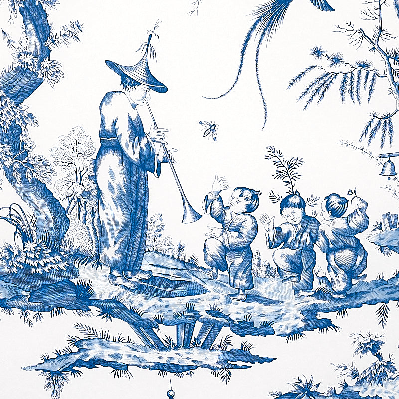 Shop 5012052 Shengyou Toile Blue Schumacher Wallpaper