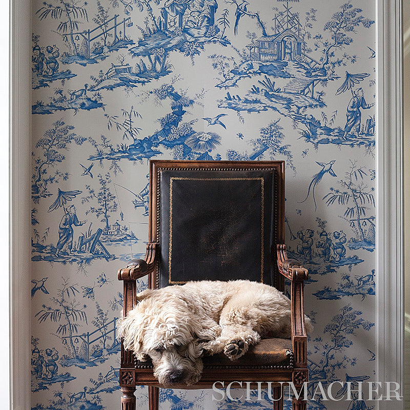 Purchase 5012052 Shengyou Toile Blue Schumacher Wallpaper