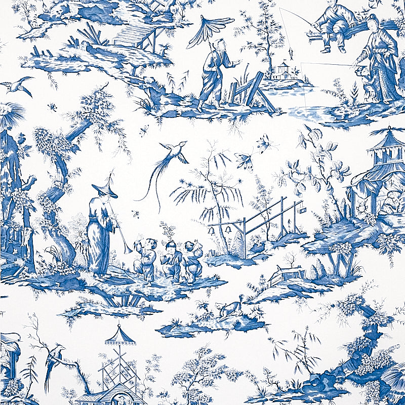 Acquire 5012052 Shengyou Toile Blue Schumacher Wallpaper