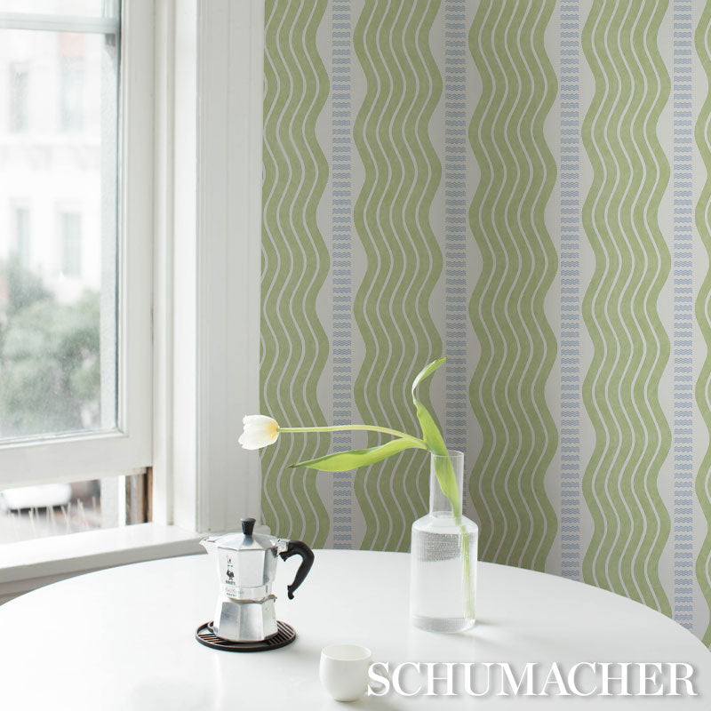 Find 5012120 Sina Stripe Green Schumacher Wallpaper