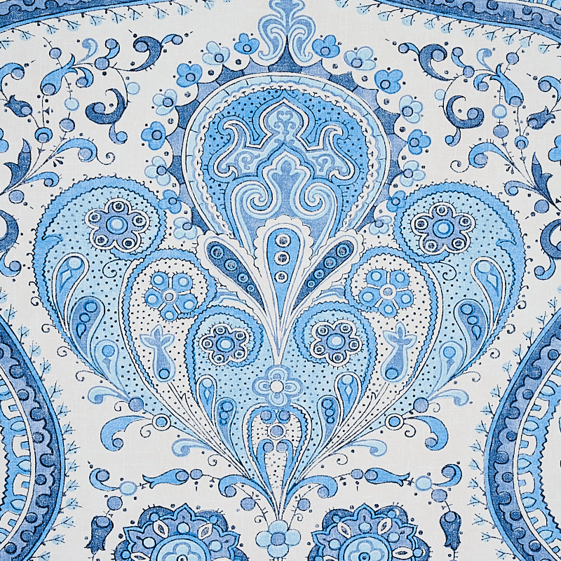 Search 5012270 Paisley Court Blue Schumacher Wallpaper