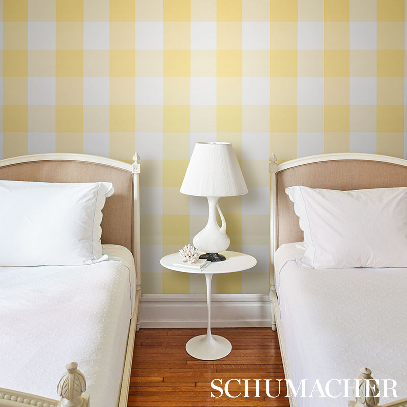 Select 5012353 Willa Check Large Yellow Schumacher Wallpaper