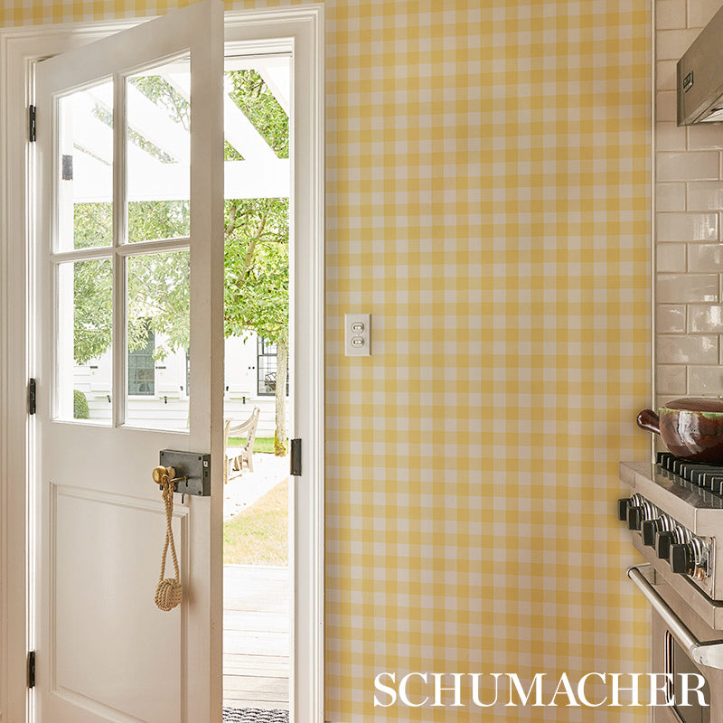 Select 5012363 Willa Check Yellow Schumacher Wallpaper