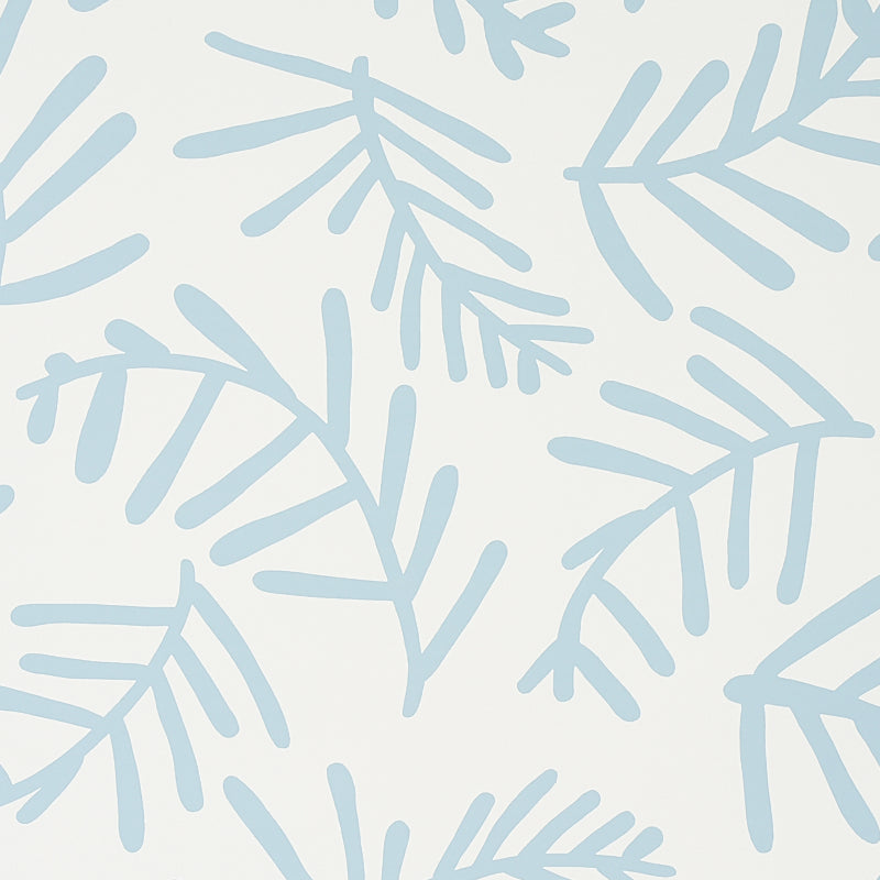 View 5012451 Tiah Cove Blue Leaf Schumacher Wallpaper