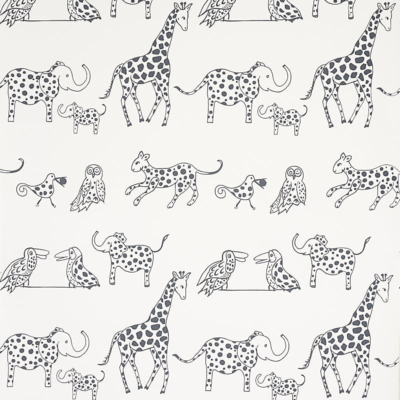 Purchase 5012471 Jungle Jubilee Charcoal Schumacher Wallpaper