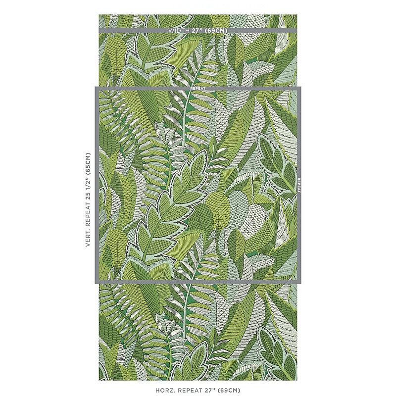 Find 5012661 Japura Forest Green Schumacher Wallpaper