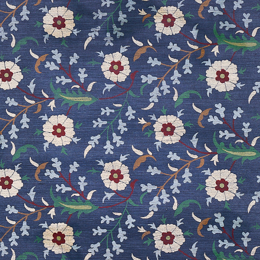 Shop 5012831 Floralia Sisal Indigo Schumacher Wallpaper