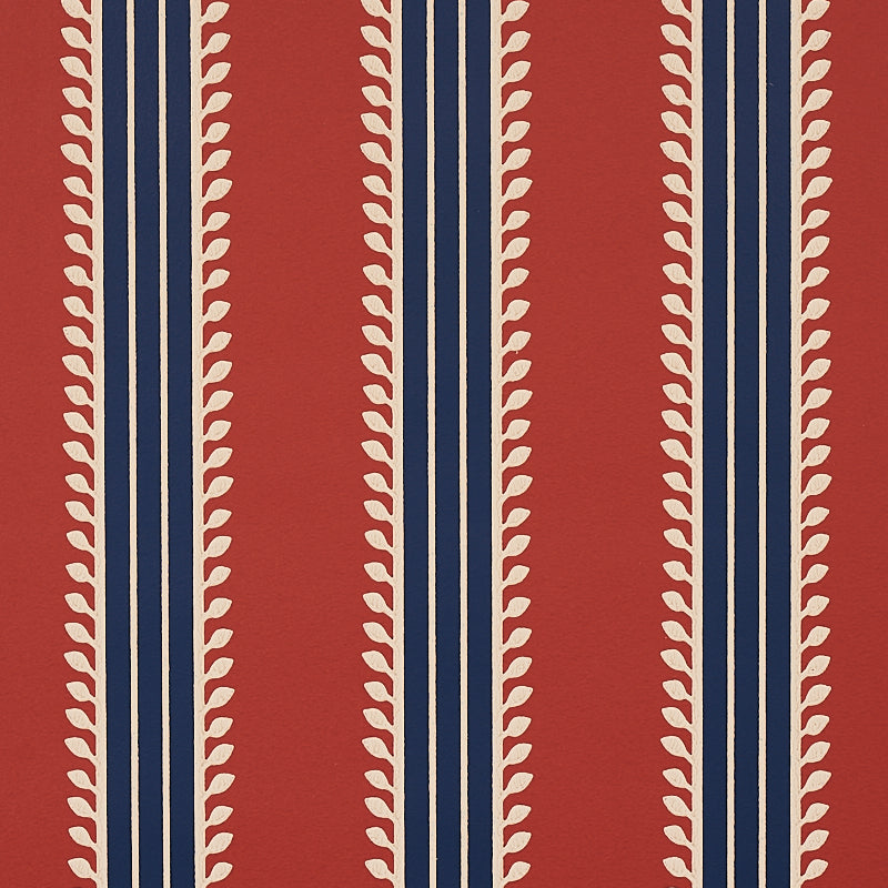 Looking for 5012852 Etruscan Stripe Red and Blue Schumacher Wallpaper