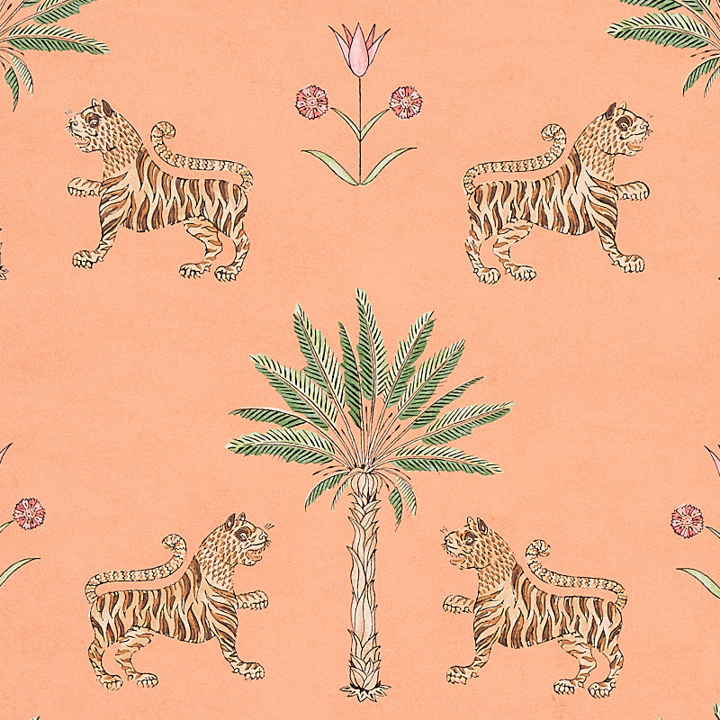 Find 5012920 Tiger Palm Crimson On Peach Schumacher Wallpaper