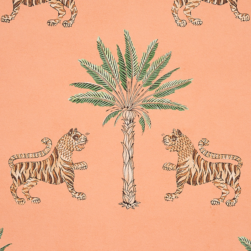 Looking for 5012920 Tiger Palm Crimson On Peach Schumacher Wallpaper