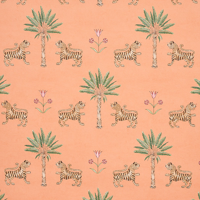 Purchase 5012920 Tiger Palm Crimson On Peach Schumacher Wallpaper