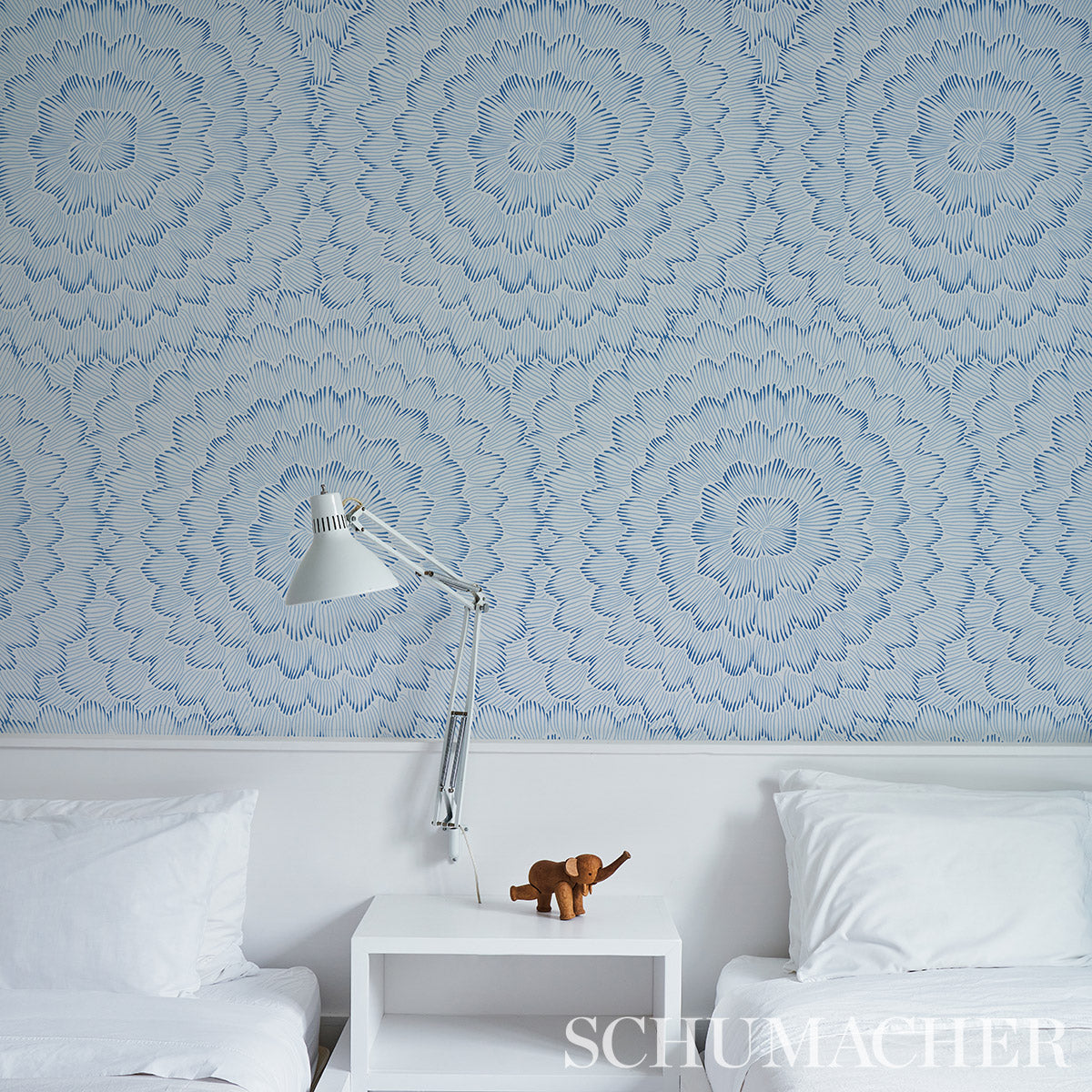 Purchase 5013820 | Feather Bloom, Blue - Schumacher Wallpaper