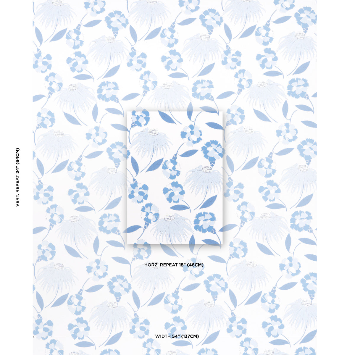 Purchase 5013841 | Bouquet Toss, Afternoon Blue - Schumacher Wallpaper