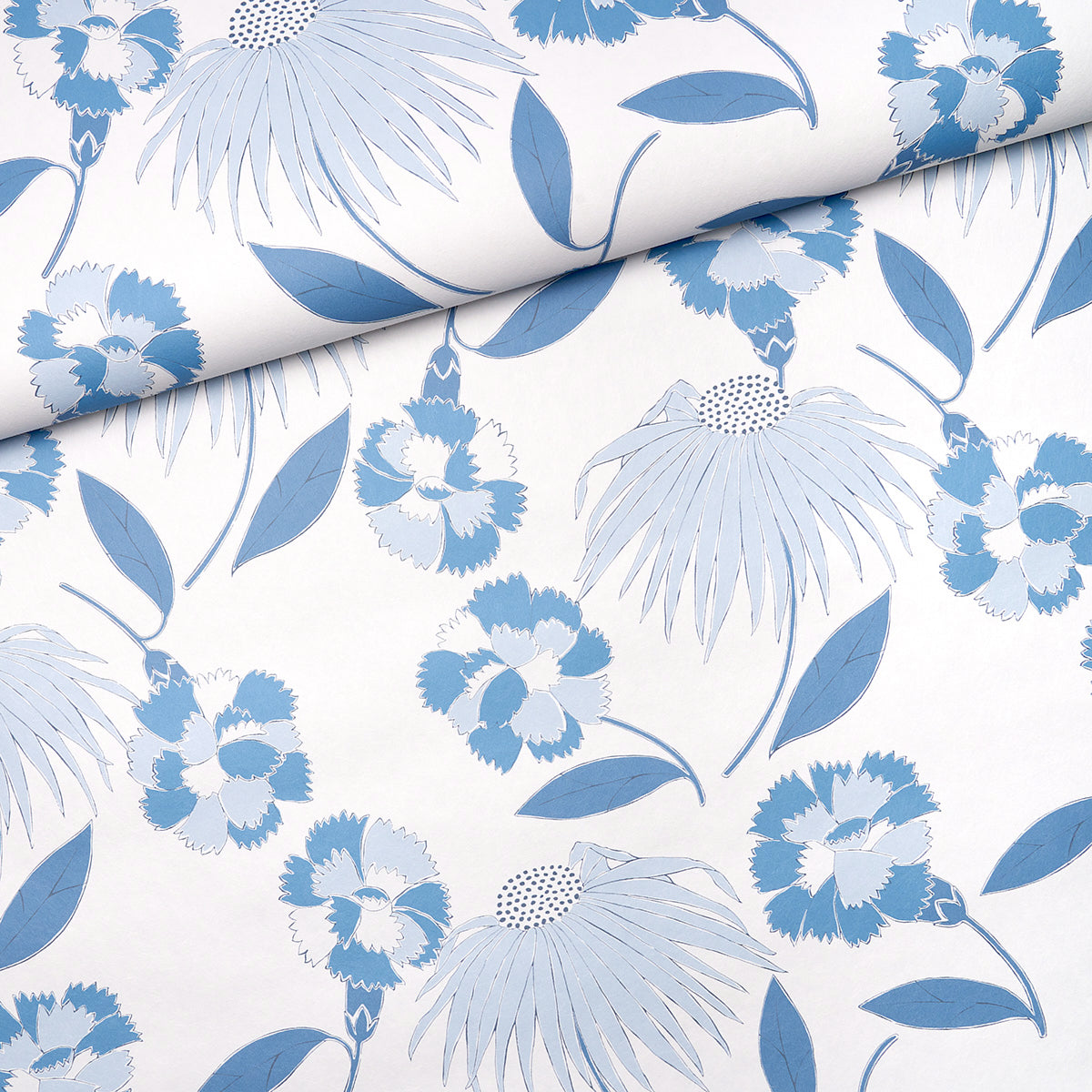 Purchase 5013841 | Bouquet Toss, Afternoon Blue - Schumacher Wallpaper