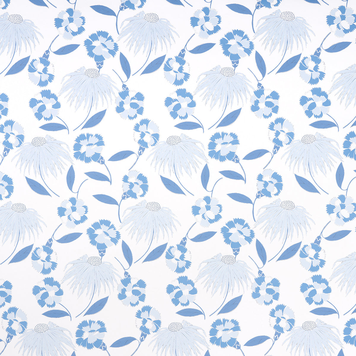 Purchase 5013841 | Bouquet Toss, Afternoon Blue - Schumacher Wallpaper