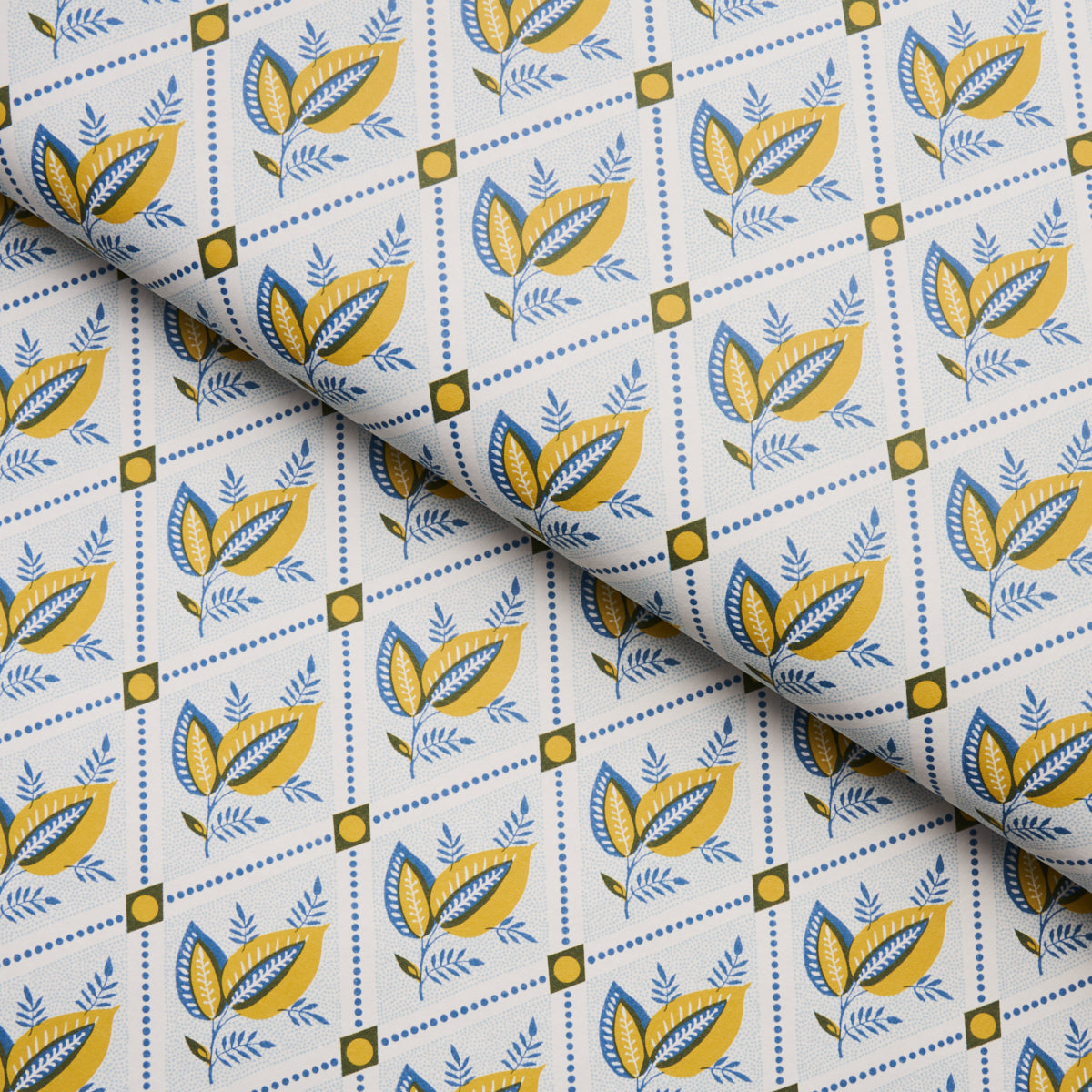 Purchase 5014230 Basile Trellis, Yellow & Blue by Wallpaper3