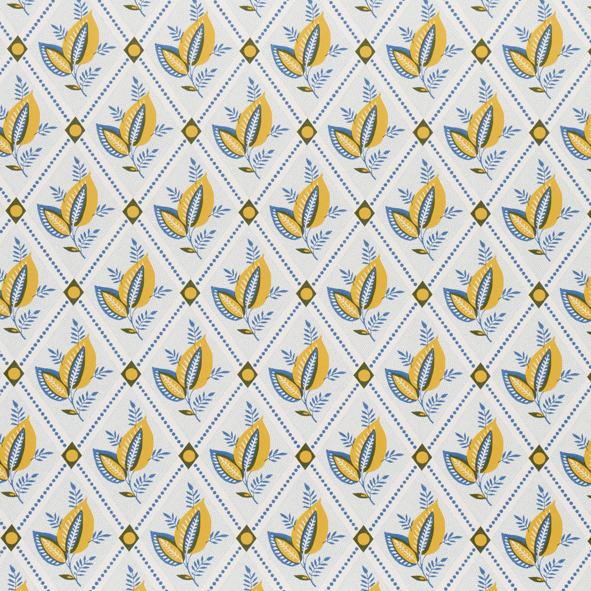 Purchase 5014230 Basile Trellis, Yellow & Blue by Wallpaper