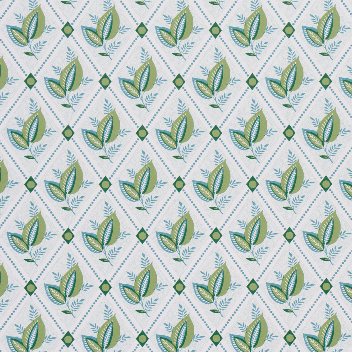 Purchase 5014231 Basile Trellis, Leaf & Aqua by Wallpaper