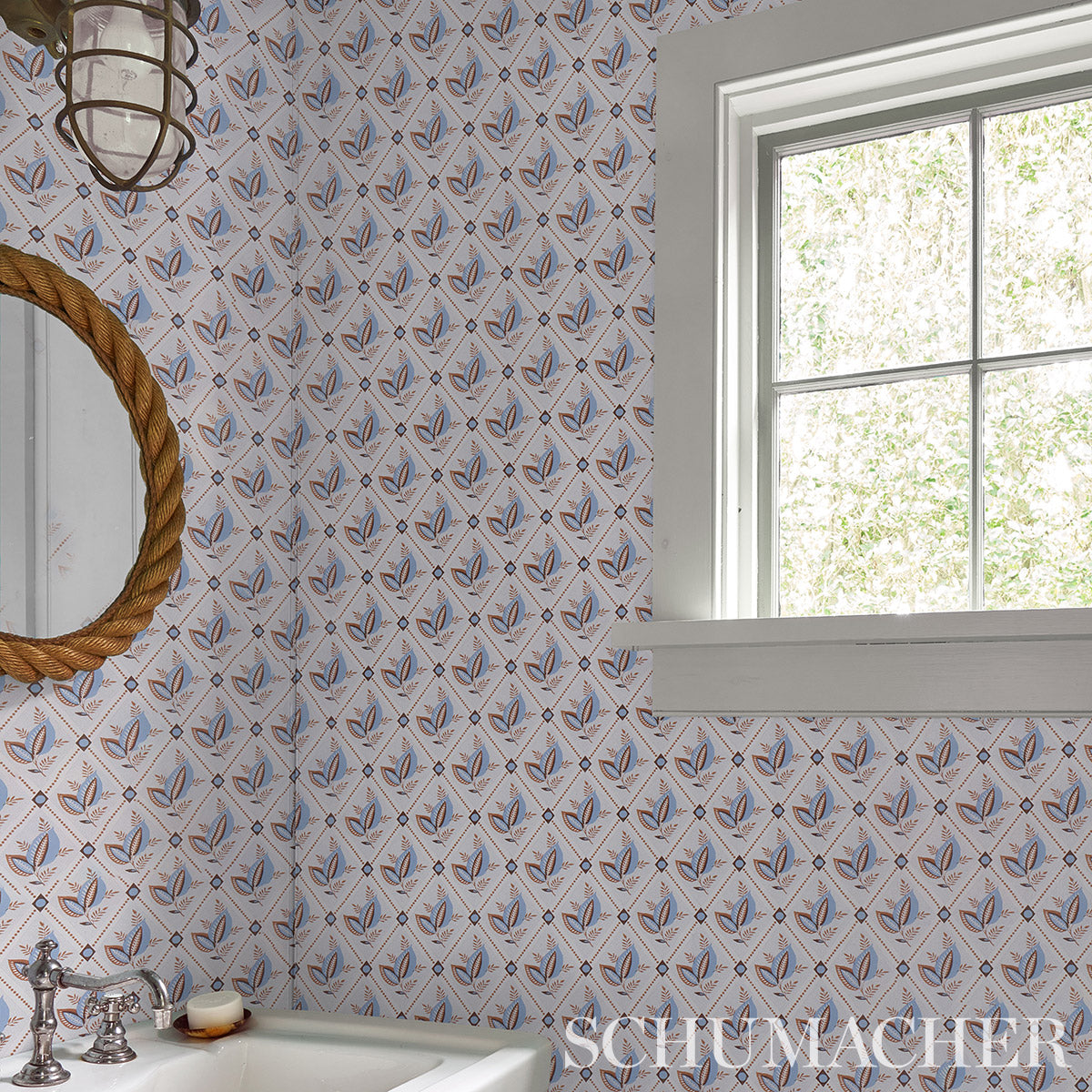 Purchase 5014232 Basile Trellis, Delft & Sepia by Wallpaper4