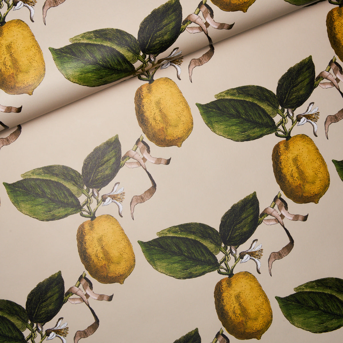 Passaro Damask Wallpaper - Metallic Silver on Citron | Astek Home